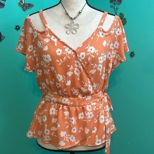 Sienna Sky floral cold shoulder top